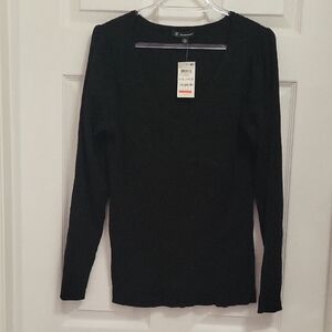 INC International Concepts Black Long Sleeve Tee